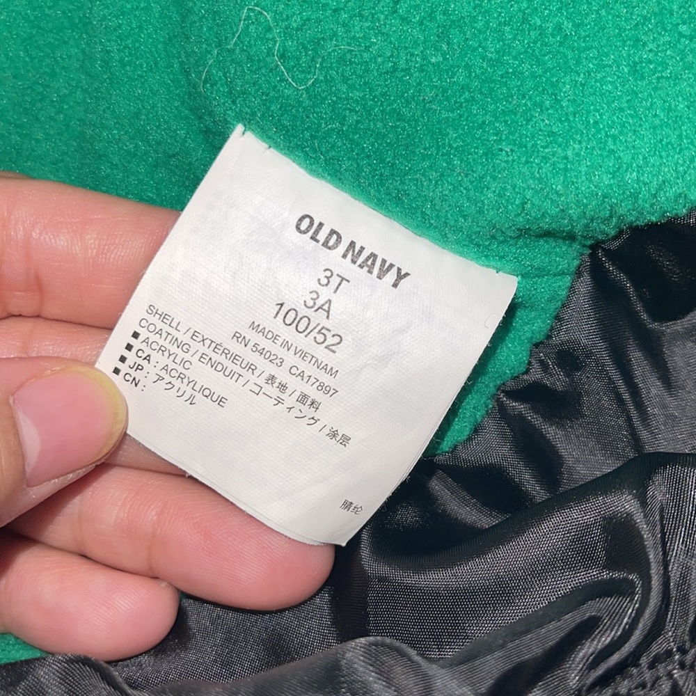Old Navy Toddler Boy Black & Green Puffer Jacket with Fleece Lining -Snow Jacket - Picture 6 of 12